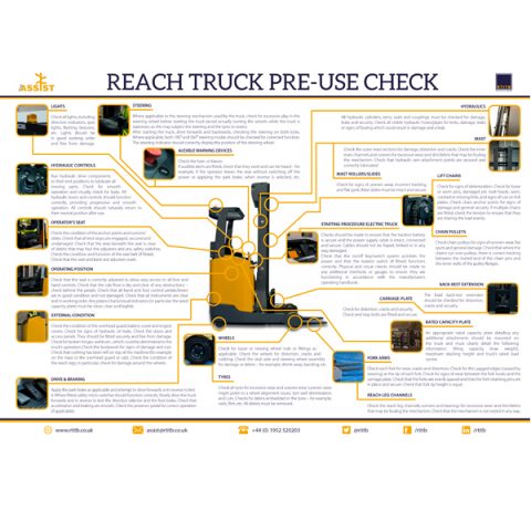 Reach Truck Pre-Use Check Poster